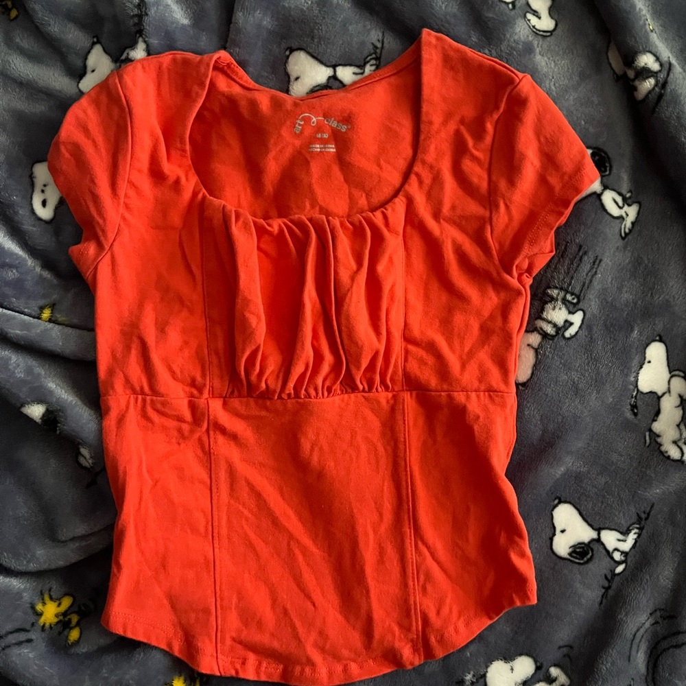 Girl’s Art Class Orange Ruched Cap Sleeve Blouse